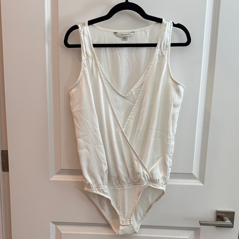 NWOT- Boston Proper White Silky Bodysuit